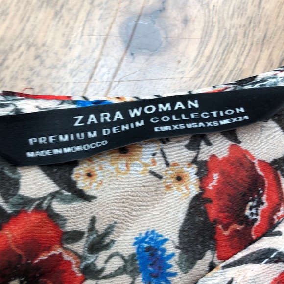 Zara premium denim collected floral top XS - Picture 3 of 5
